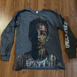 Logic Under Pressure Music Fan Gray Graphic Long Sleeve Size S Grunge Hip Hop